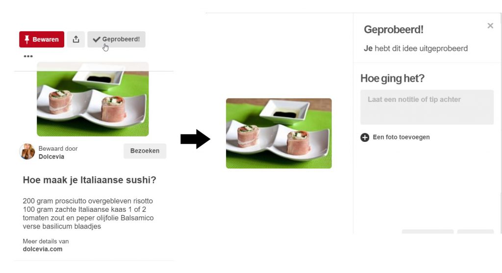 geprobeerd in pinterest